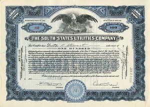 South-States Utilities Co. - Utility Stock Certificate